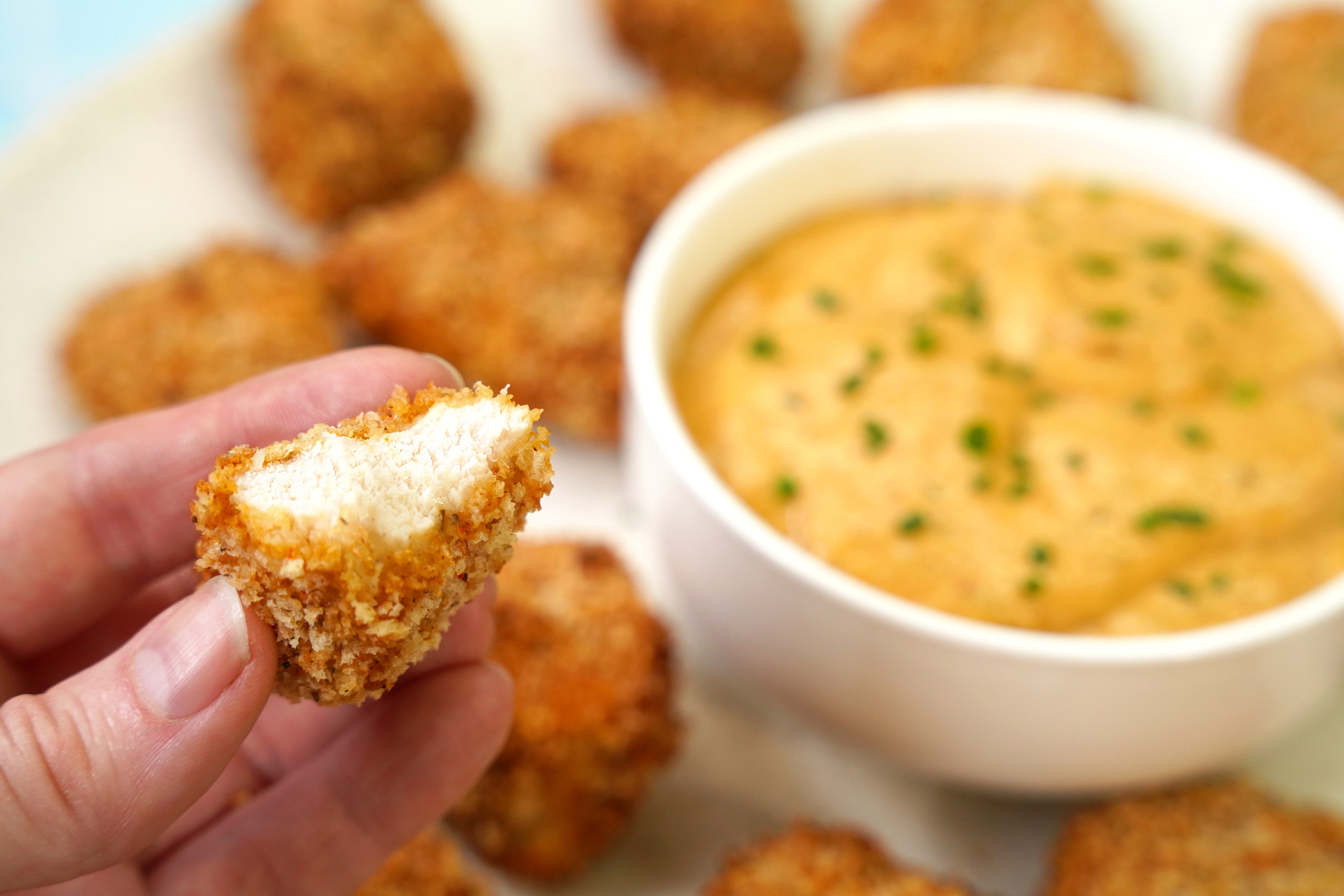 Baked Chicken Nugget Recipe with Yumm! Sauce